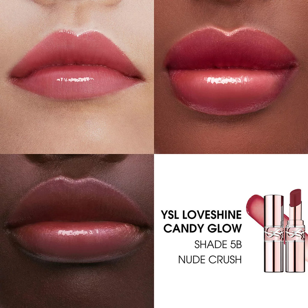 YSL Loveshine Candy Glow — 5B Nude Crush — hasil warna pada bibir